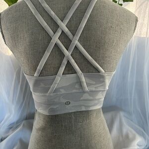 lululemon athletica Light Gray Crisscross Camo-Print Sports Bra